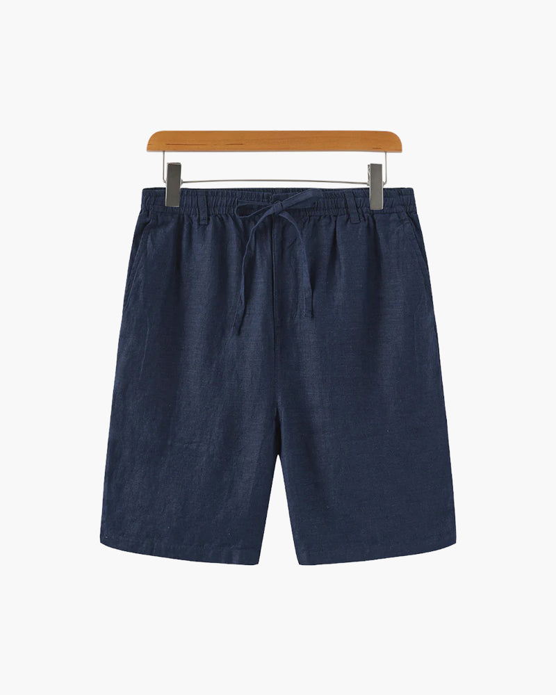 Men's linen shorts straight fit lightweight summer casual, available in beige white black grey blue