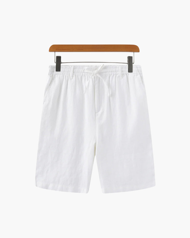 Men's linen shorts straight fit lightweight summer casual, available in beige white black grey blue