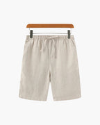 Men's linen shorts straight fit lightweight summer casual, available in beige white black grey blue
