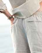 Men's linen shorts straight fit lightweight summer casual, available in beige white black grey blue