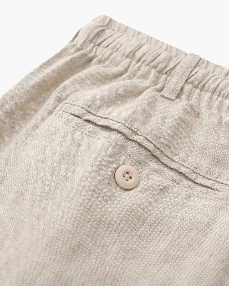 Men's linen shorts straight fit lightweight summer casual, available in beige white black grey blue