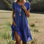 Women's boho summer dress, flowy maxi fit, lightweight beach holiday style