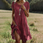 Women's boho summer dress, flowy maxi fit, lightweight beach holiday style