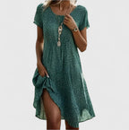 Women boho flowy dress short sleeve in multiple colors relaxed fit