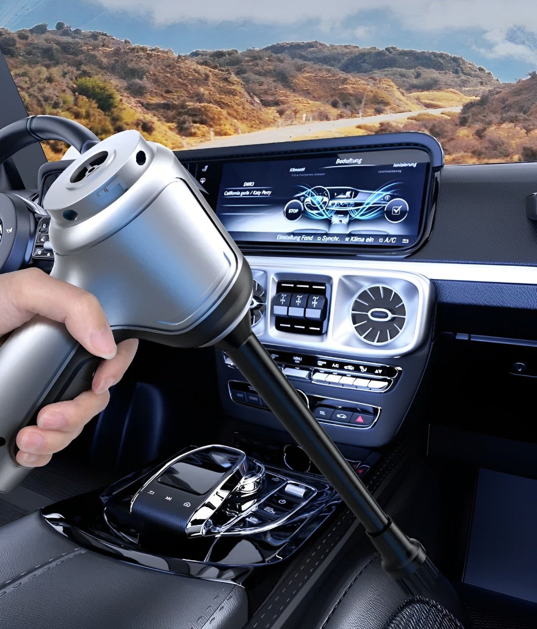 Cordless car vacuum cleaner 95000Pa brushless motor lightweight silver