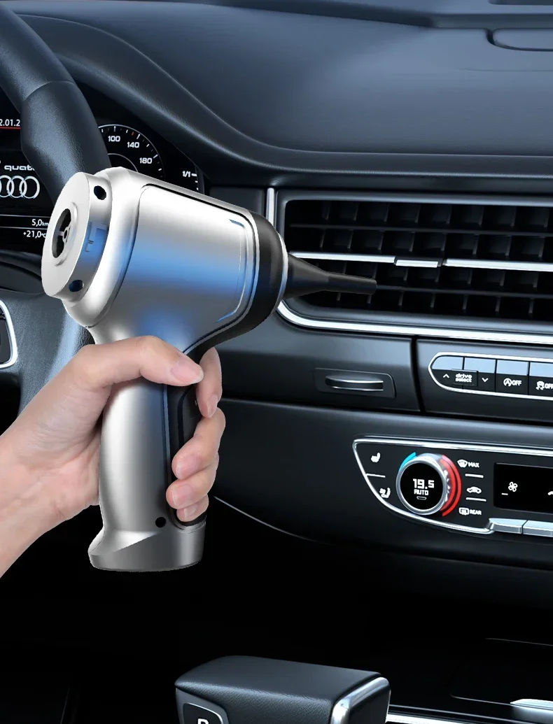 Cordless car vacuum cleaner 95000Pa brushless motor lightweight silver