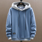 Men two tone hoodie with kangaroo pocket and adjustable drawstring hood
