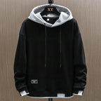 Men two tone hoodie with kangaroo pocket and adjustable drawstring hood