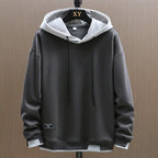 Men two tone hoodie with kangaroo pocket and adjustable drawstring hood