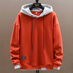 Men two tone hoodie with kangaroo pocket and adjustable drawstring hood