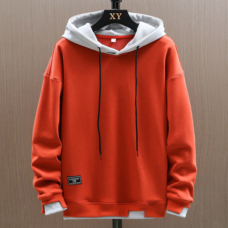 Men two tone hoodie with kangaroo pocket and adjustable drawstring hood
