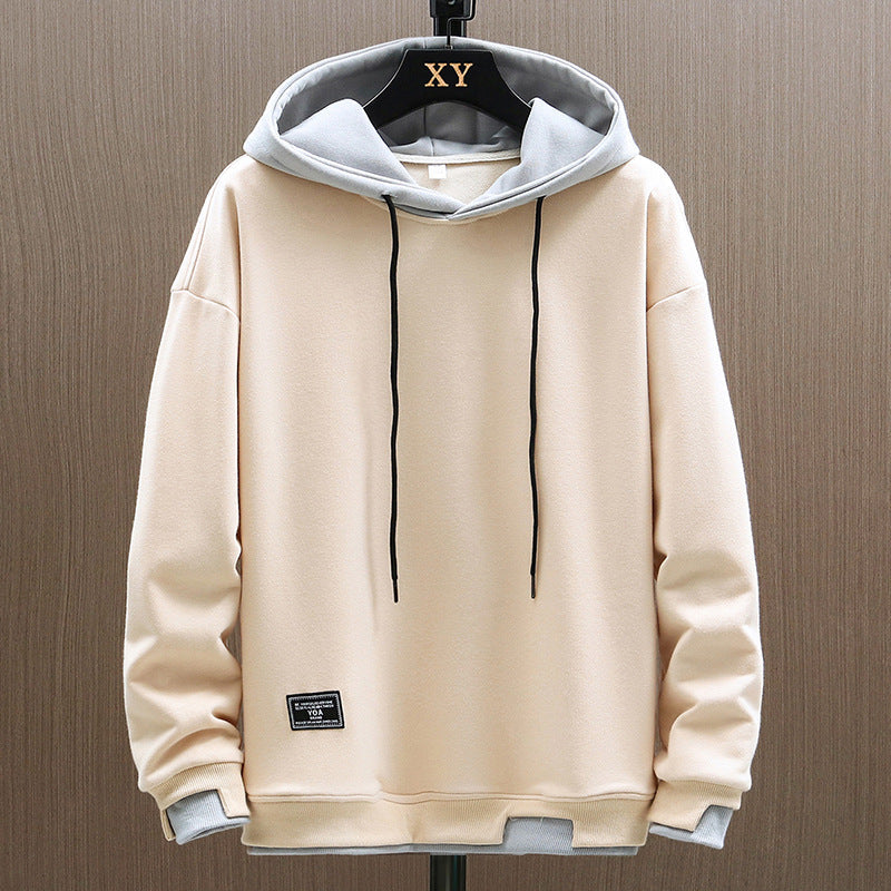 Men two tone hoodie with kangaroo pocket and adjustable drawstring hood