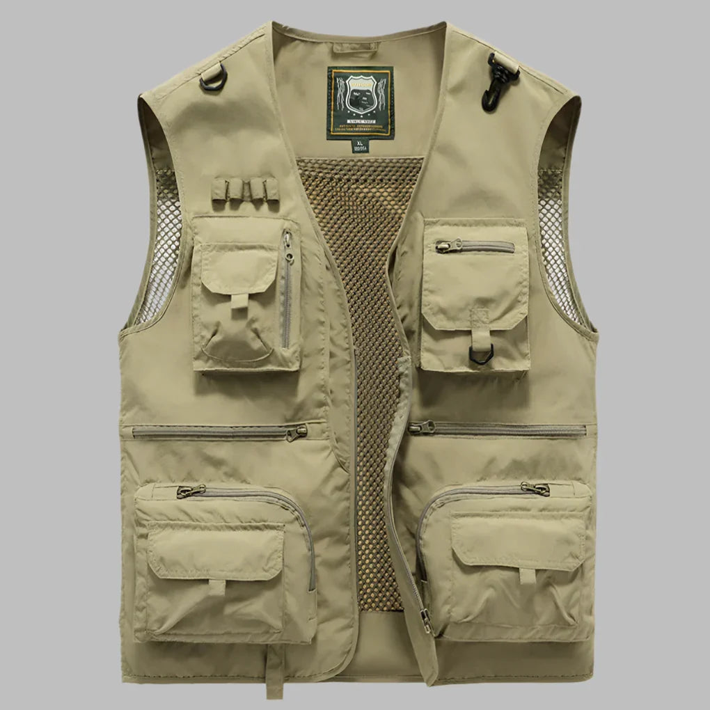 Multi pocket water resistant vest with stand collar and zip pockets