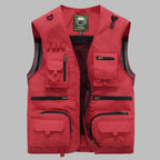 Multi pocket water resistant vest with stand collar and zip pockets
