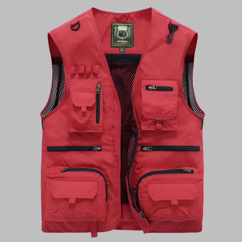 Multi pocket water resistant vest with stand collar and zip pockets