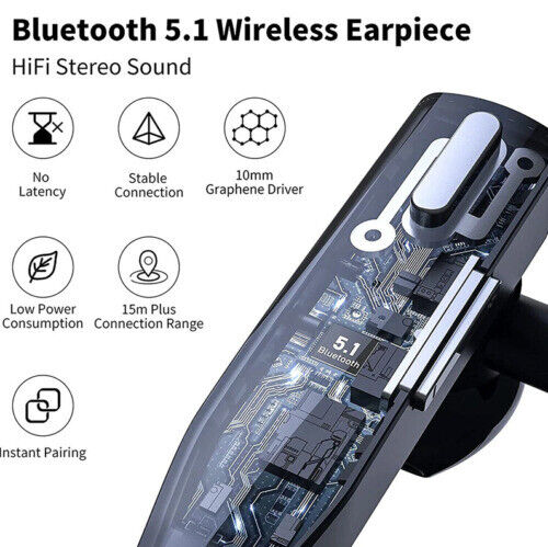 Men Bluetooth 5.1 noise cancelling headset with dual microphones in black