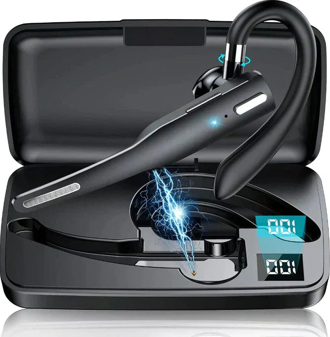 Men Bluetooth 5.1 noise cancelling headset with dual microphones in black