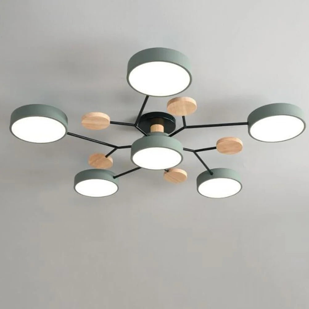 LED semi flush ceiling light halo ring design iron acrylic multi light