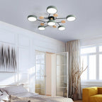 LED semi flush ceiling light halo ring design iron acrylic multi light