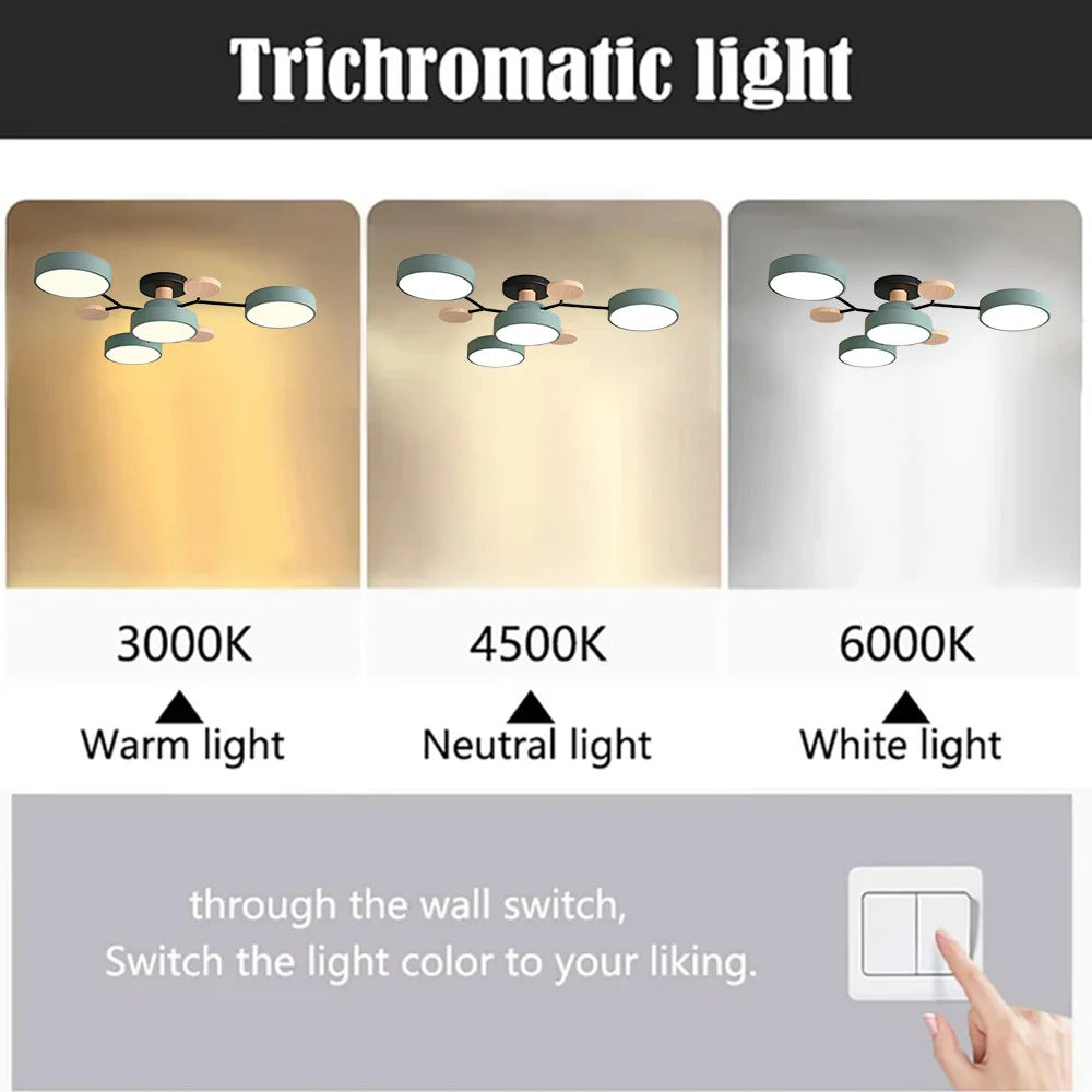 LED semi flush ceiling light halo ring design iron acrylic multi light