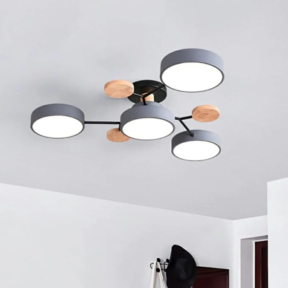 LED semi flush ceiling light halo ring design iron acrylic multi light