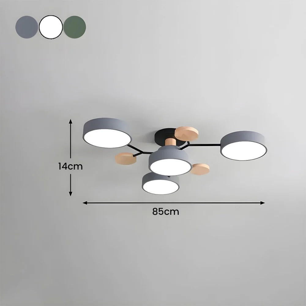 LED semi flush ceiling light halo ring design iron acrylic multi light