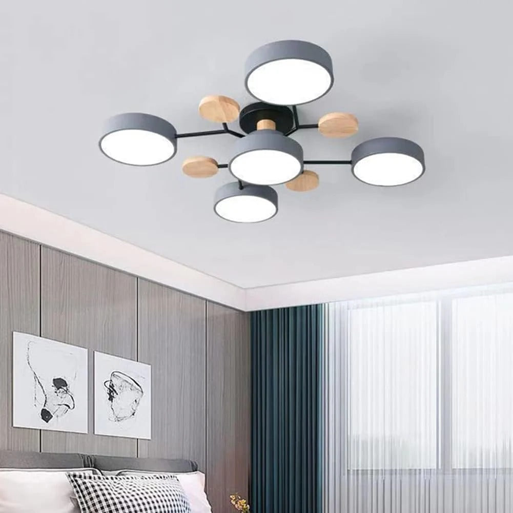 LED semi flush ceiling light halo ring design iron acrylic multi light