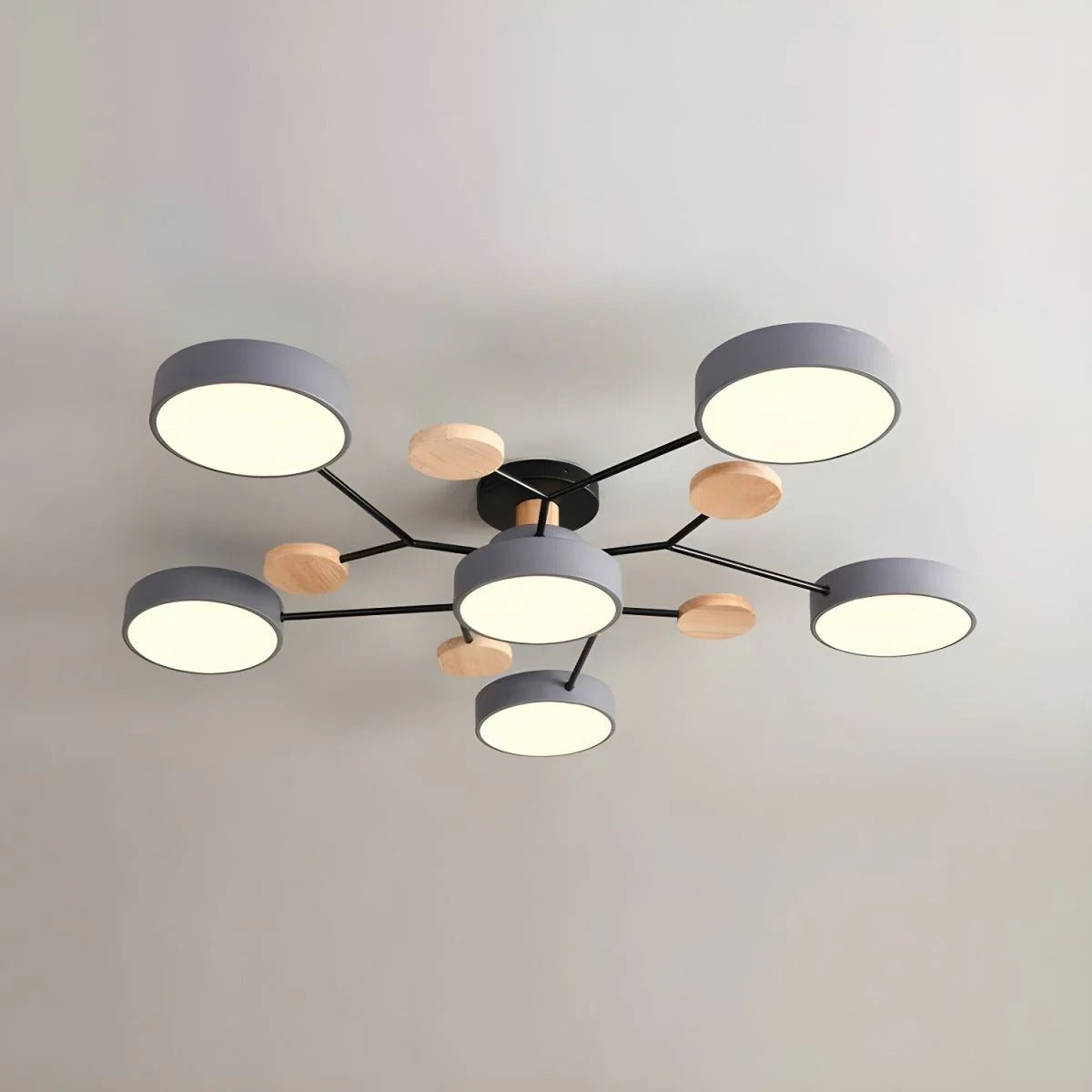 LED semi flush ceiling light halo ring design iron acrylic multi light