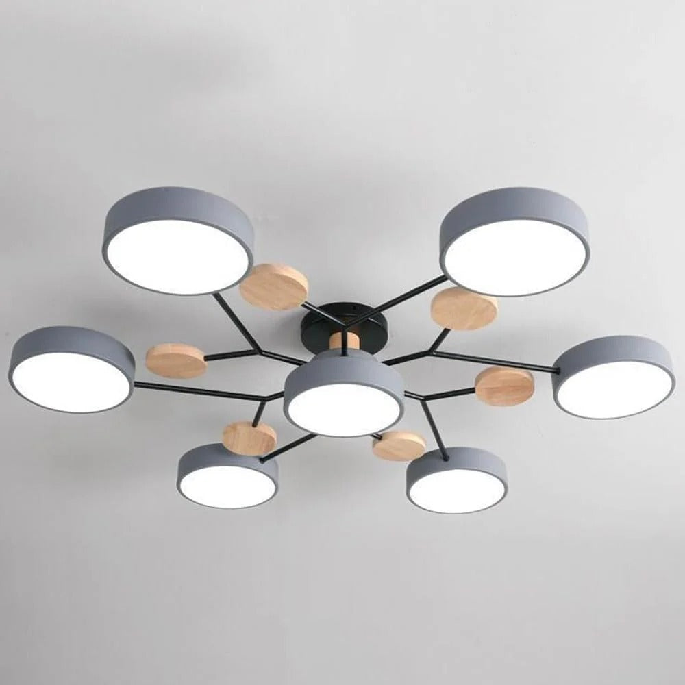 LED semi flush ceiling light halo ring design iron acrylic multi light