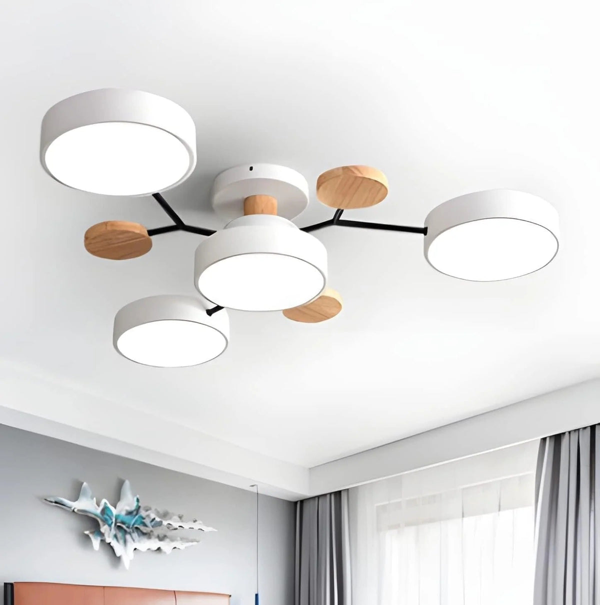 LED semi flush ceiling light halo ring design iron acrylic multi light