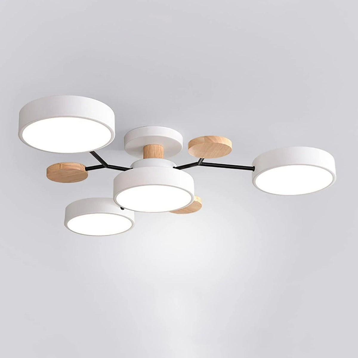 LED semi flush ceiling light halo ring design iron acrylic multi light