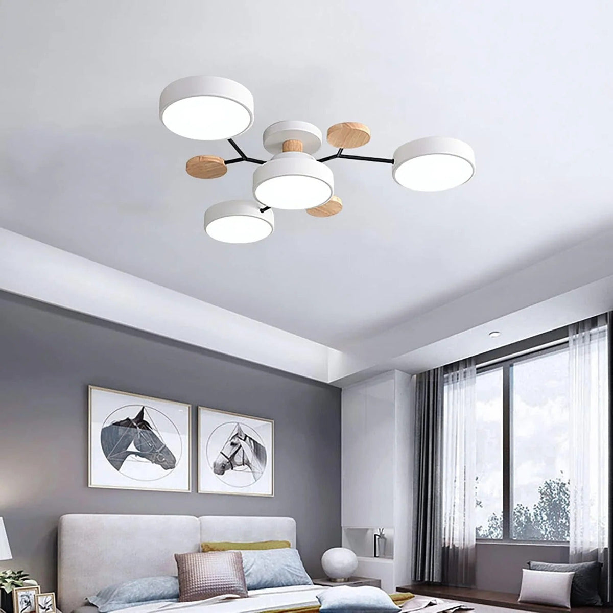 LED semi flush ceiling light halo ring design iron acrylic multi light