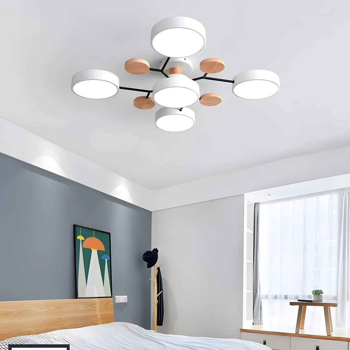 LED semi flush ceiling light halo ring design iron acrylic multi light