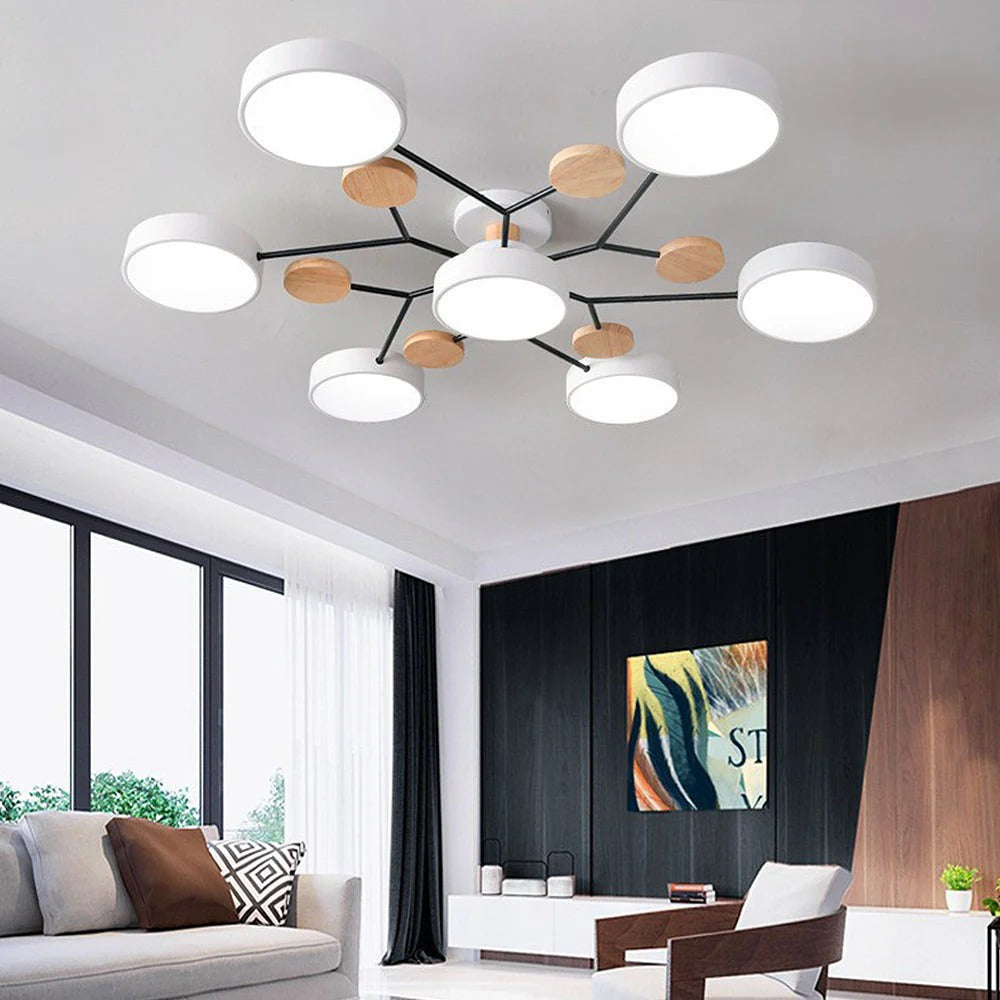 LED semi flush ceiling light halo ring design iron acrylic multi light