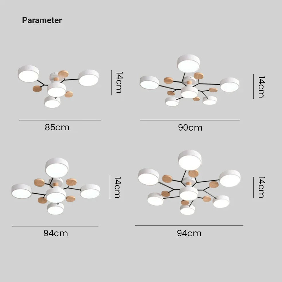 LED semi flush ceiling light halo ring design iron acrylic multi light