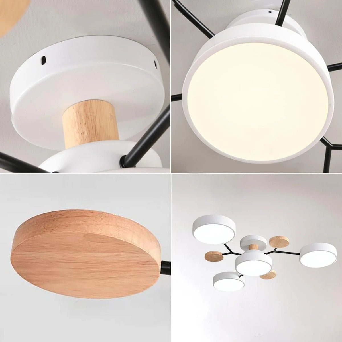 LED semi flush ceiling light halo ring design iron acrylic multi light