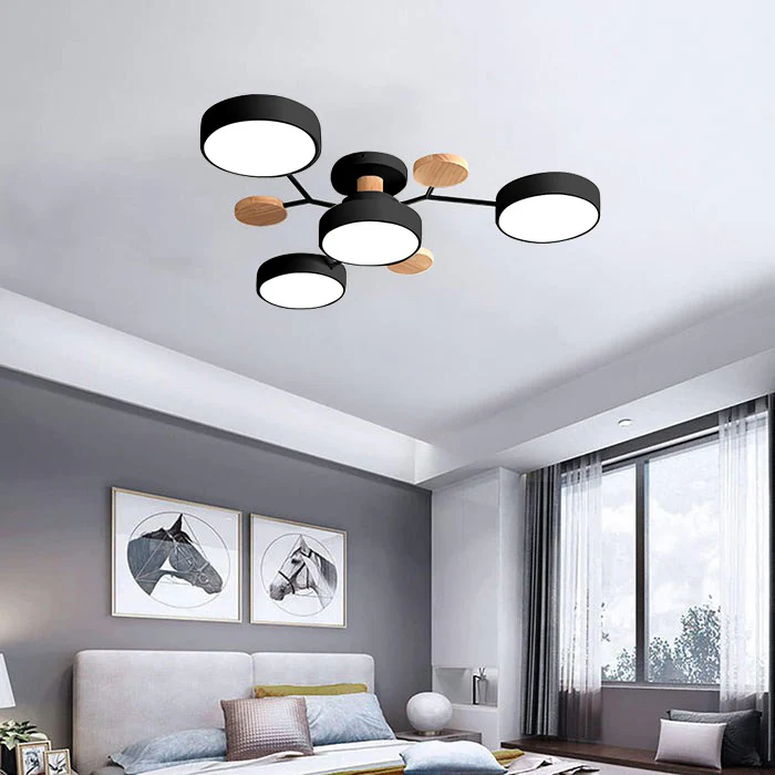 LED semi flush ceiling light halo ring design iron acrylic multi light