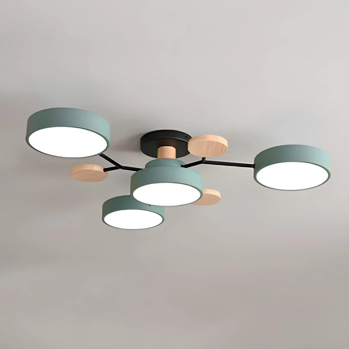 LED semi flush ceiling light halo ring design iron acrylic multi light