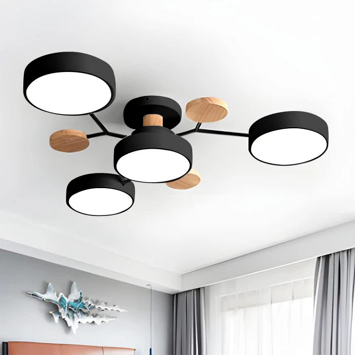 LED semi flush ceiling light halo ring design iron acrylic multi light