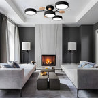 LED semi flush ceiling light halo ring design iron acrylic multi light