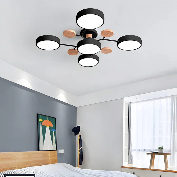 LED semi flush ceiling light halo ring design iron acrylic multi light