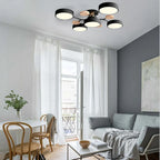 LED semi flush ceiling light halo ring design iron acrylic multi light