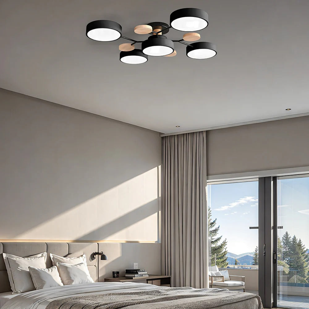 LED semi flush ceiling light halo ring design iron acrylic multi light