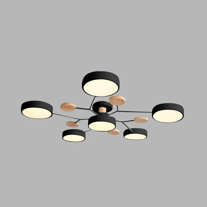 LED semi flush ceiling light halo ring design iron acrylic multi light