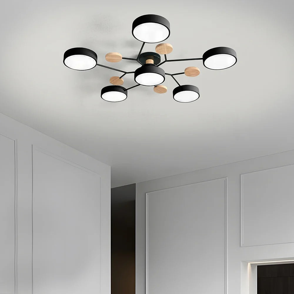 LED semi flush ceiling light halo ring design iron acrylic multi light