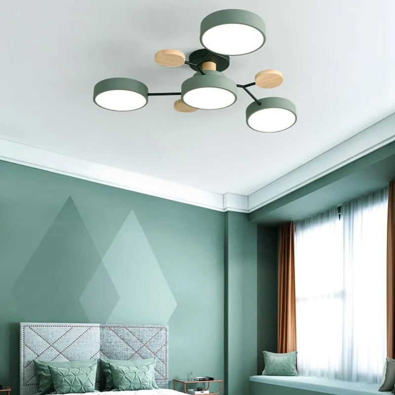 LED semi flush ceiling light halo ring design iron acrylic multi light