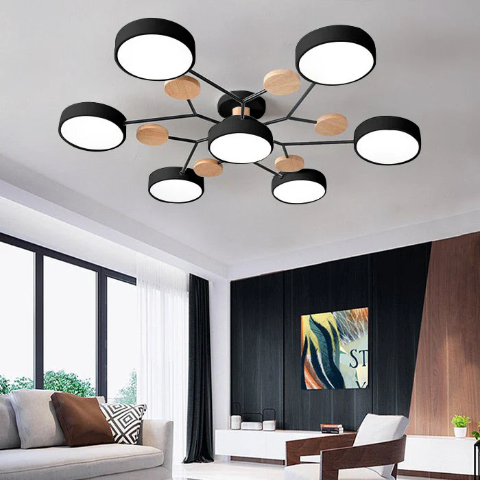 LED semi flush ceiling light halo ring design iron acrylic multi light