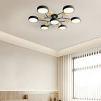LED semi flush ceiling light halo ring design iron acrylic multi light