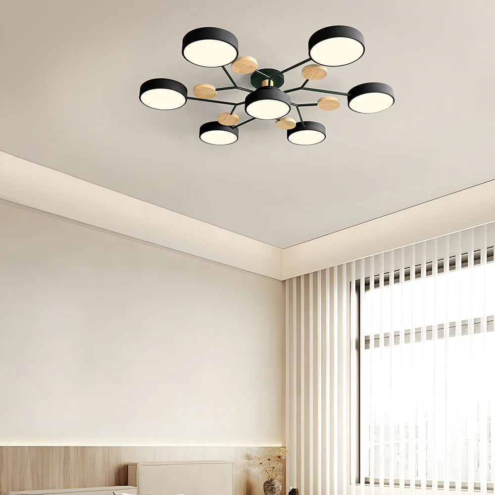 LED semi flush ceiling light halo ring design iron acrylic multi light