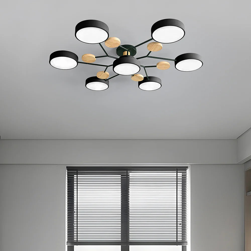 LED semi flush ceiling light halo ring design iron acrylic multi light